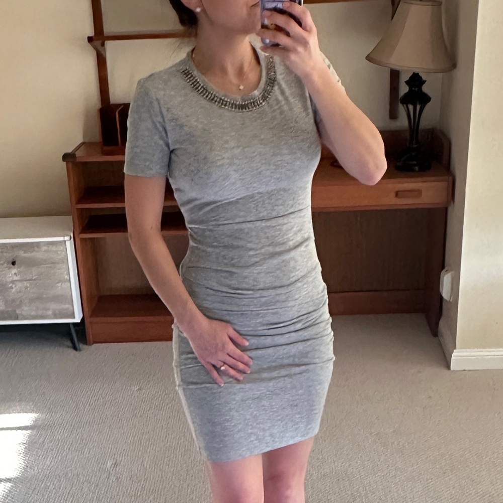 Maje Heather Grey Ruched dress